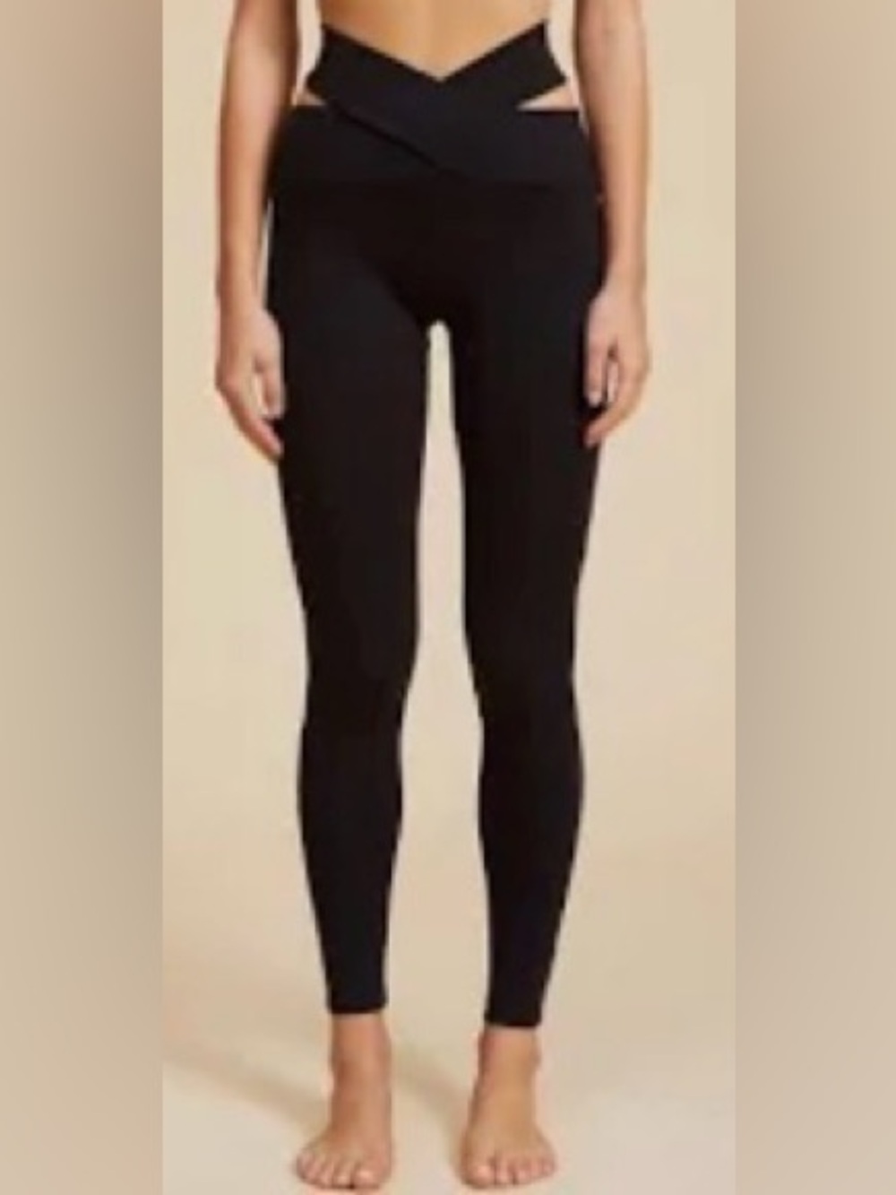 S. Christina NWT Black‎ Leggings w/ side cut outs.  Size Large